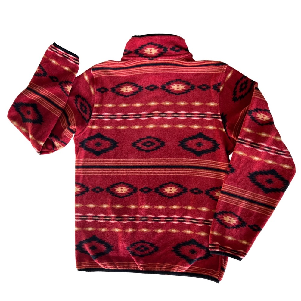 Cinch Red Aztec Southwestern Snap Neck Polar Fleece Pullover Jacket Size M - Picture 4 of 11